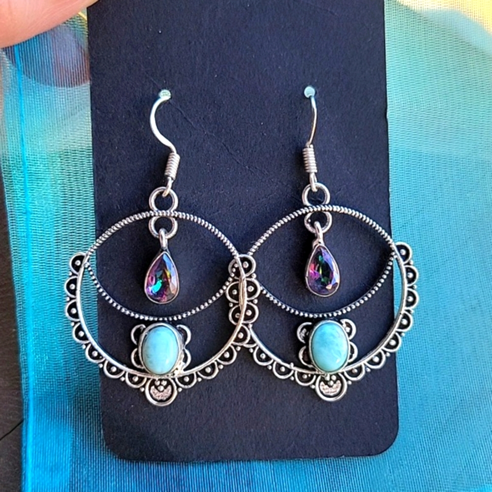 Larimar & Sterling Silver Earrings